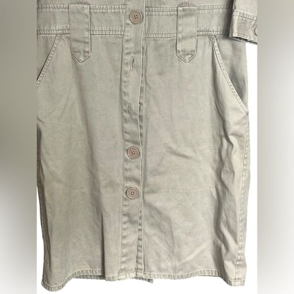 Vintage 100% Cotton Button Down Moda Cargo Utility Half Sleeve MIDI Dress 12 - Picture 3 of 11